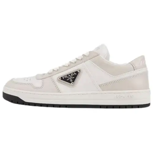 PRADA Downtown Leather Low top Skateboard Shoes Women's Gray White