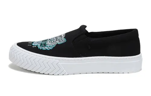 KENZO Fabric Slip on Stylish Skateboarding Shoes Women's Black