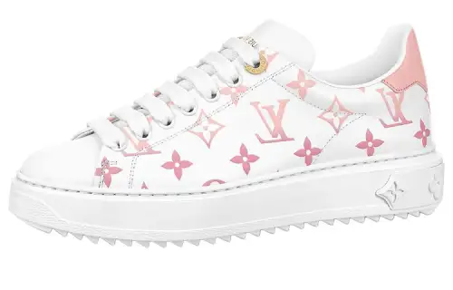 LOUIS VUITTON Time Out Sneakers 'White With Pink Monogram' Women's