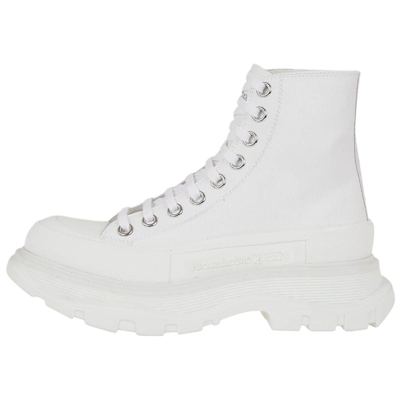 Alexander McQueen Alexander McQueen Tread Slick Comfortable and Fashionable Short Martin Boots Women's White