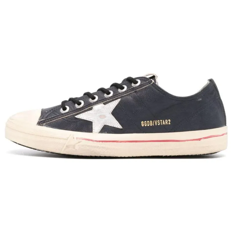 Golden Goose V-Star Distressed-effect Leather Sneakers