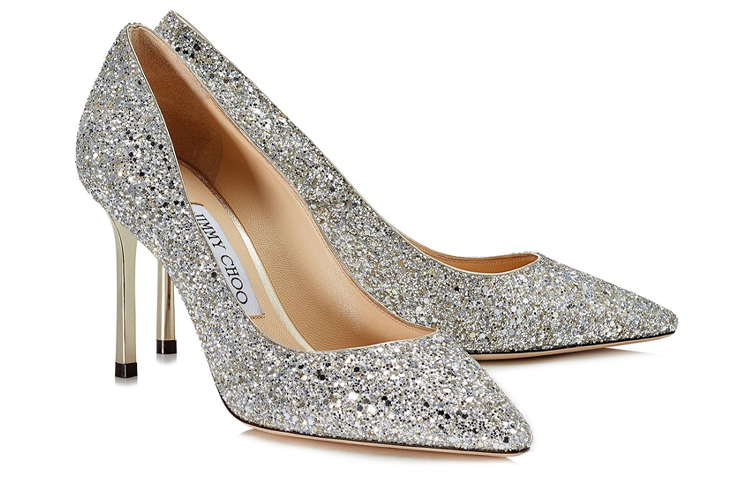 Jimmy Choo Romy Fabric Slim Heel High Heels 8.5cm Women's Gold