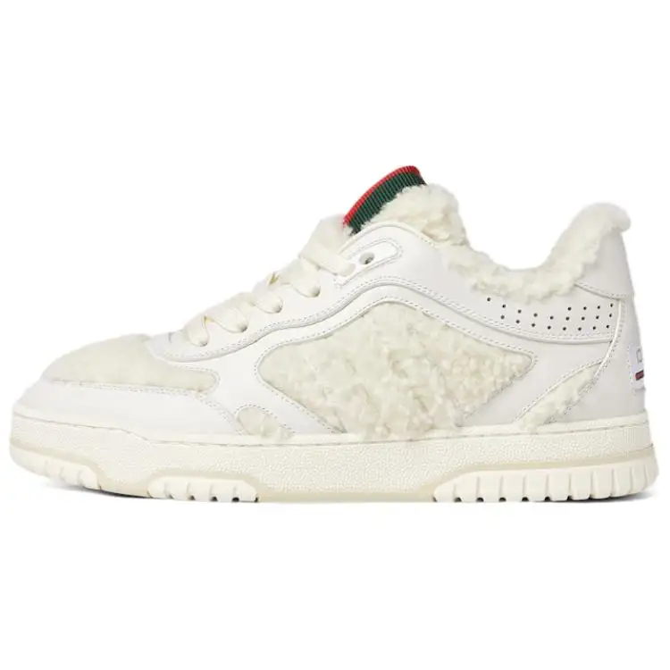 GUCCI Re Web Leather Low top Skateboard Shoes Women's White