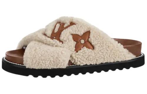 LOUIS VUITTON Paseo Comfort Slip Resistant Slide Slippers Women's Beige