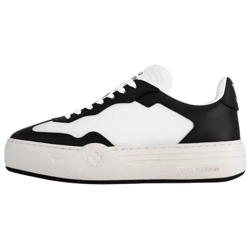 LOUIS VUITTON Groovy Leather Low top Skateboard Shoes Women's Black White