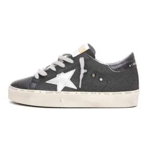 Golden Goose Hi Star Leather Low top Stylish Skateboarding Shoes Women's Black Distressed