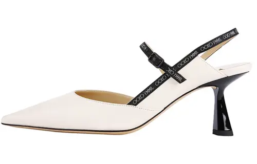 Jimmy Choo Ray Leather Slim Heel High Heels 6.5cm Women's Ecru