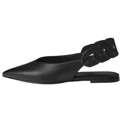 HERMES Gina Leather Casual Shoes Women's Black