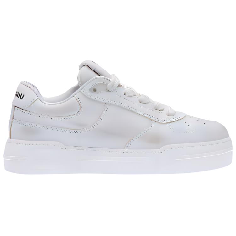MIU MIU Leather Low top Stylish Skateboarding Shoes Women's White