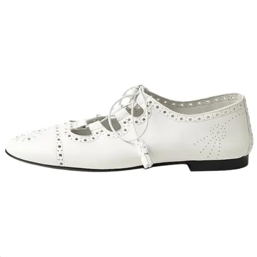 HERMES Khea Leather Casual Shoes Women's White