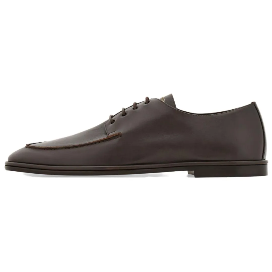 FERRAGAMO Cow Leather Dress Shoes Men's Dark Brown