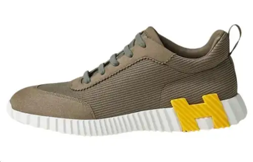 HERMES Bouncing Fabric Low top Casual Shoes Men's Umber