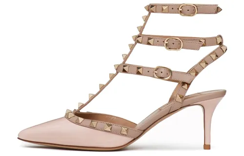 Valentino Rockstud Patent Leather Slim Heel High Heels 6.5cm Women's Pink