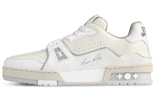 LOUIS VUITTON Trainer Cream White Grey Signature Women's