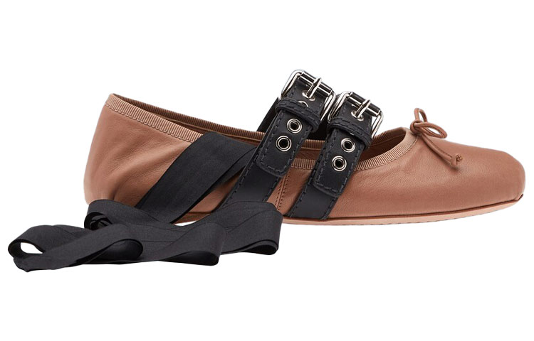 MIU MIU Leather Casual Shoes Women's Nude