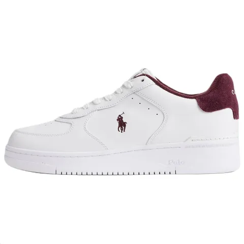 Polo Ralph Lauren Masters Court Leather Low top Skateboard Shoes Men's White & Burgundy