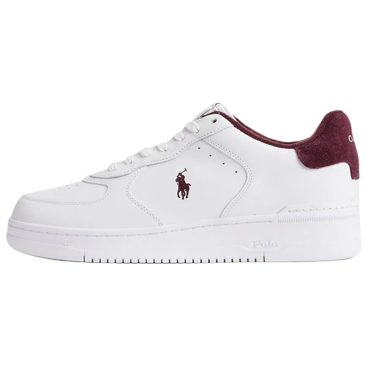 Polo Ralph Lauren Masters Court Leather Low top Skateboard Shoes Men's White & Burgundy