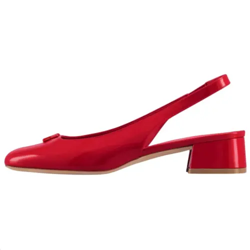 LOUIS VUITTON Leather Slip on Chunky Heel High Heels 3.5cm Women's Red