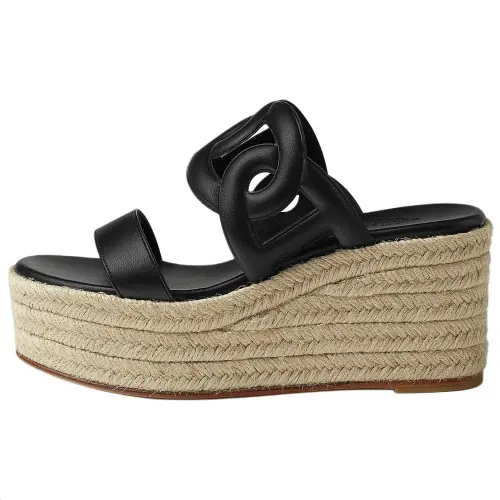 HERMES Slide Slippers 8.5cm Women's Black