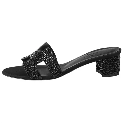 HERMES Oasis Slide Slippers 5cm Women's Black