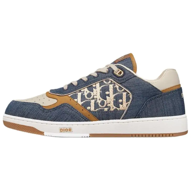 DIOR B27 Uptown Cow Leather Low top Skateboard Shoes Men's Blue