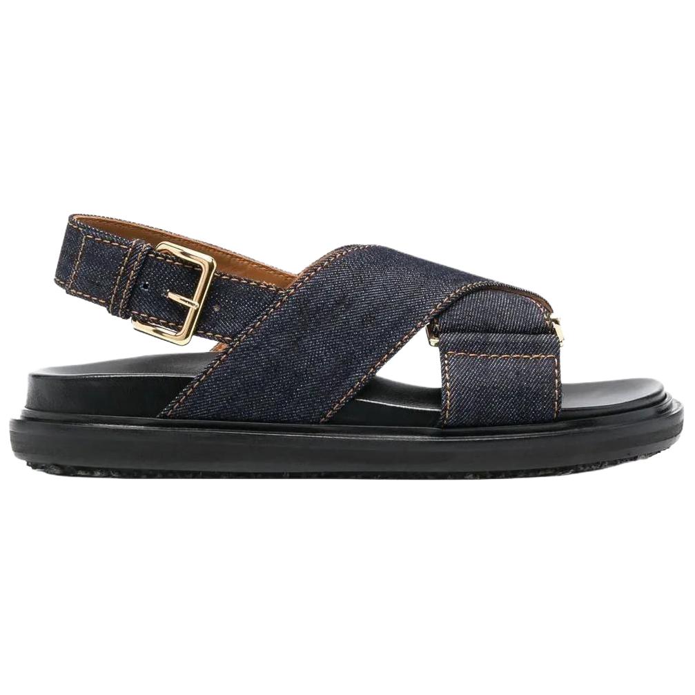 MARNI Fussbett Fabric Beach Sandals Women's Dark Blue