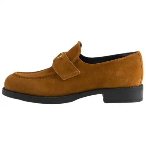 PRADA Suede Loafers Women's Brown