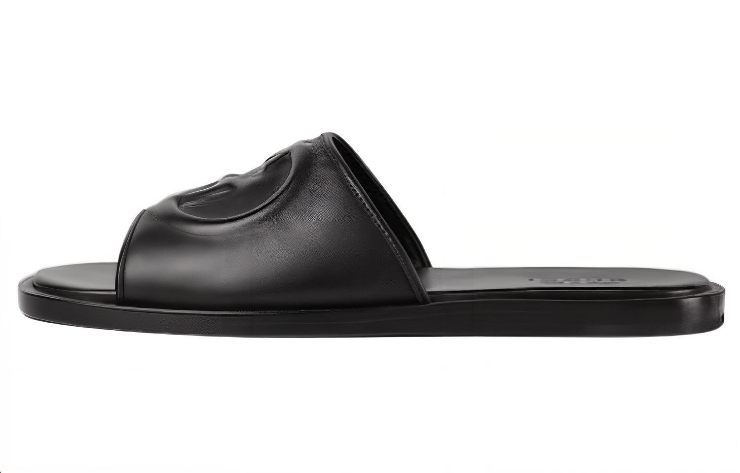 Мужские шлепанцы Gucci Interlocking (черные)