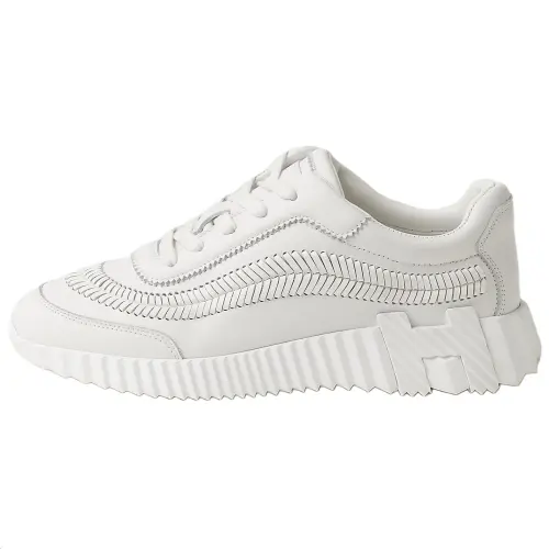 HERMES Bouncing Calfskin Low top Casual Shoes 4CM Women's White