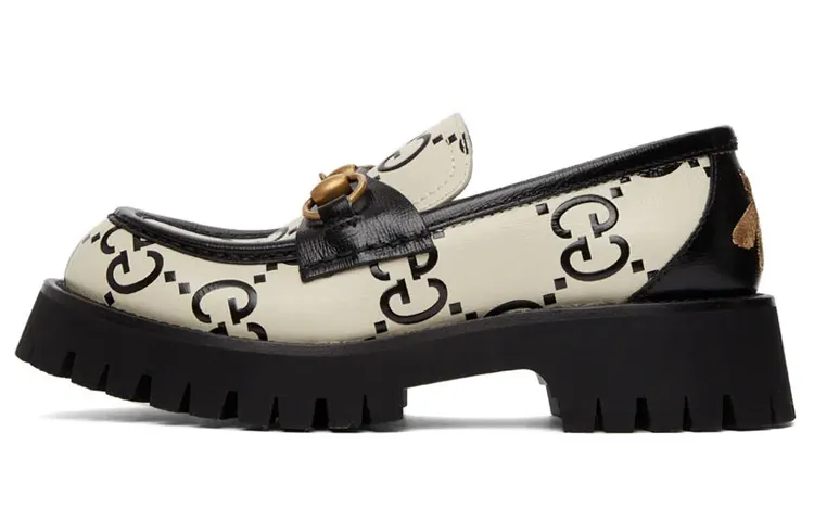 GUCCI Horsebit Leather Horsebit Platform Shoes Women's Black