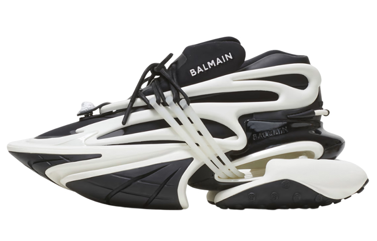 BALMAIN Balmain Unicorn Rubber Leather Logo Lace Up Low Top Sports Lifestyle Shoes Women's Black White