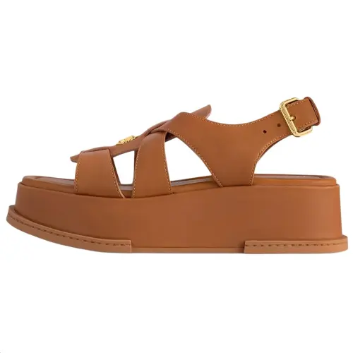 LOUIS VUITTON Cow Leather One Strap Sandals 5CM Women's Brown