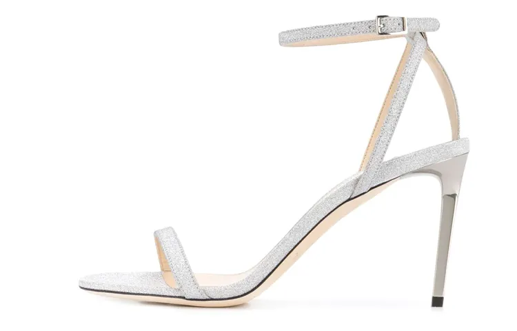 Jimmy Choo Block Heel High Heels 8.5cm Women's Silver