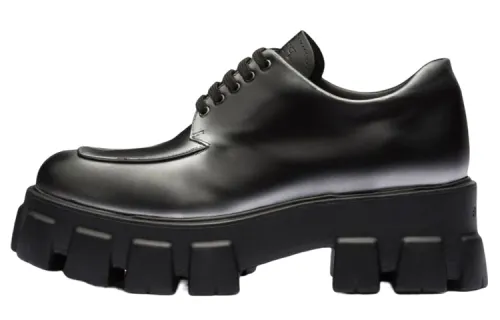 PRADA Moonlith Brushed Leather Lace-up Shoes