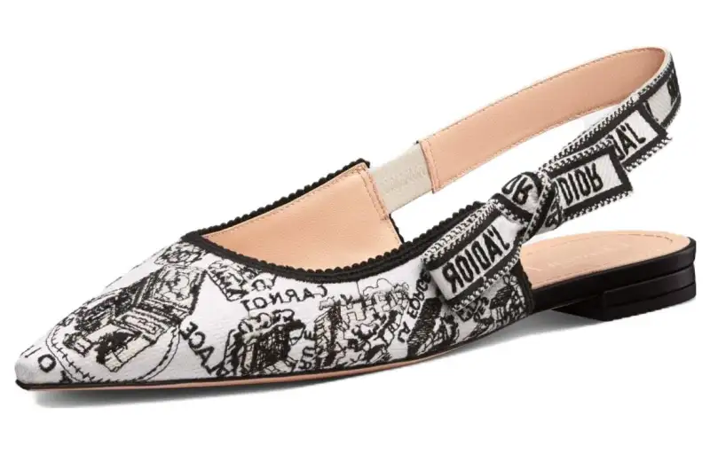 DIOR J'Adior Cotton Fabric Women's Casual Shoes Women's Black White