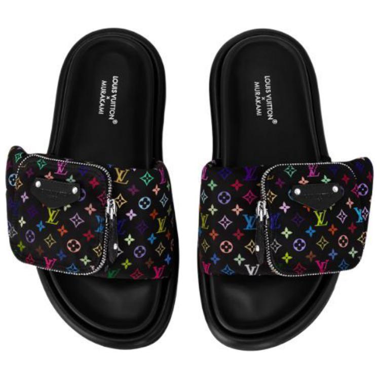 LOUIS VUITTON x Takashi Murakami Slide Slippers Women's Black