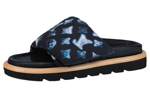 LOUIS VUITTON Pool Pillow Comfort Slide Slippers Women's Blue
