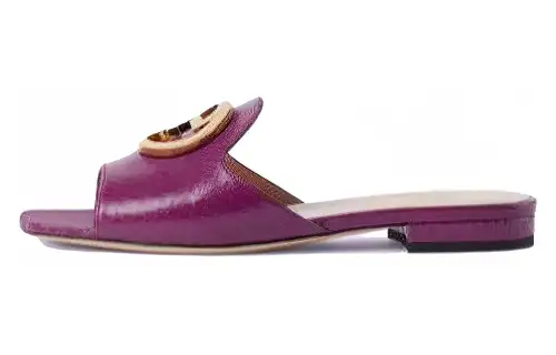 GUCCI Flat Slide Slippers Women's Purple