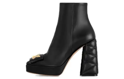 LOUIS VUITTON Shake Sheepskin Ankle Boots 9.5cm Women's Black