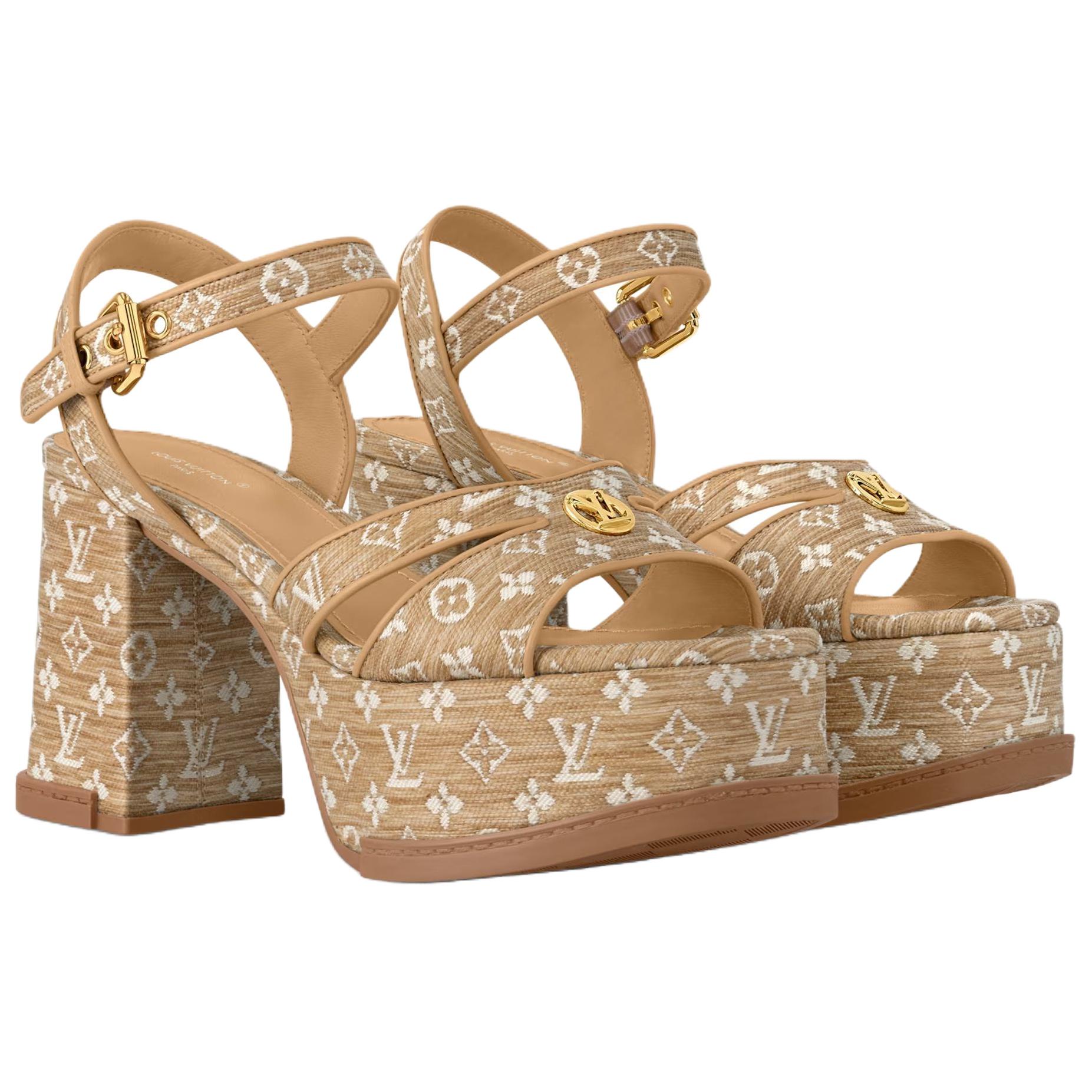 Женские сандалии Louis Vuitton LOUIS VUITTON Maya 4.5cm (бежевый) — фото 3
