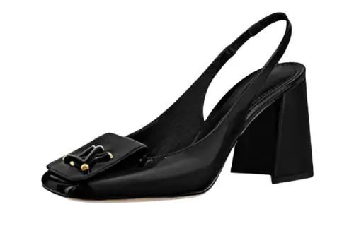 LOUIS VUITTON Shake Patent Leather Chunky Heel High Heels Women's Black