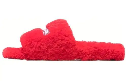 Balenciaga Furry Slide Red
