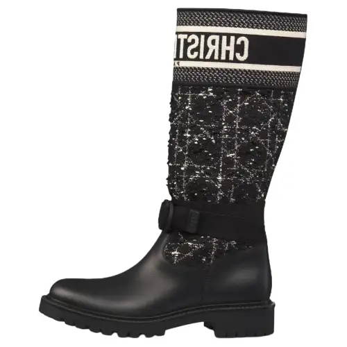 DIOR D Major Cow Leather Knee high Boots Women's Black