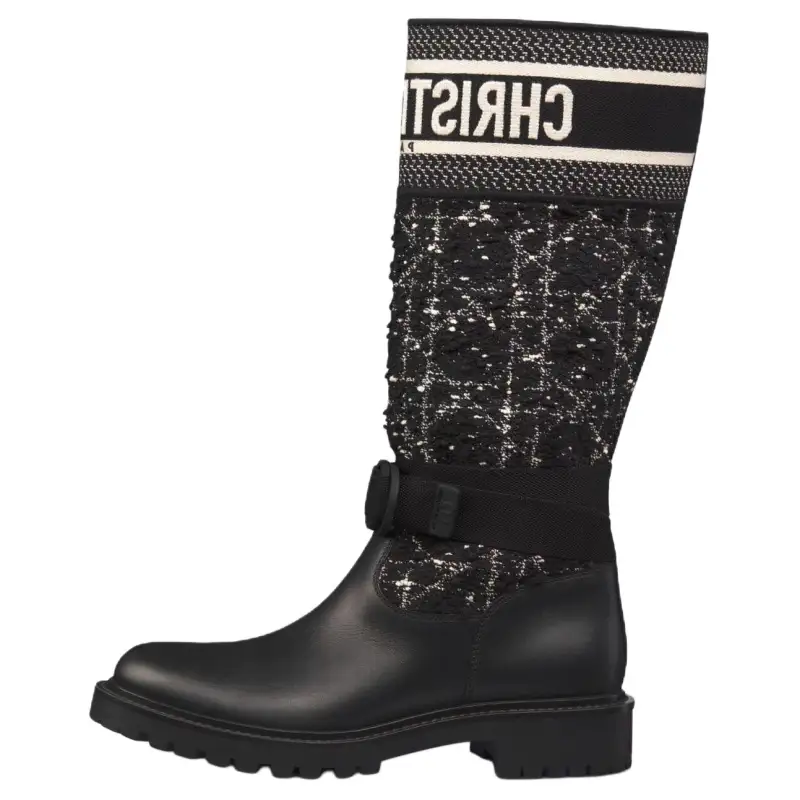 DIOR D Major Cow Leather Knee high Boots Women's Black