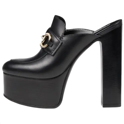 GUCCI Horsebit Closed Toe Slippers 14.4cm Women's Black
