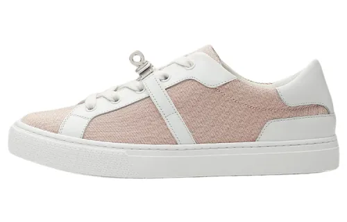 HERMES Day Canvas Leather Sports Low top Stylish Skateboarding Shoes Women's Pink White