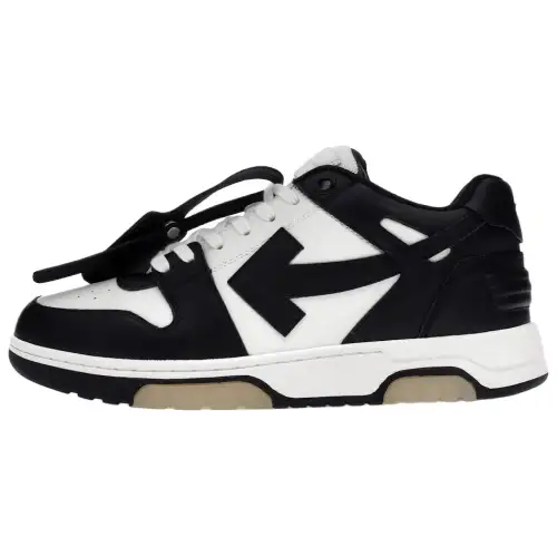 OFF-WHITE Out Of Office leather low-top fashion sneakers men's black and white