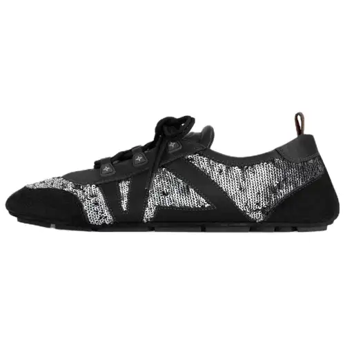 LOUIS VUITTON Sneakerina German Army Trainers Cow Leather Low top Casual Shoes Women's Black