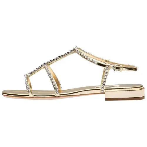 MIU MIU Leather One Strap Sandals Women's Gold