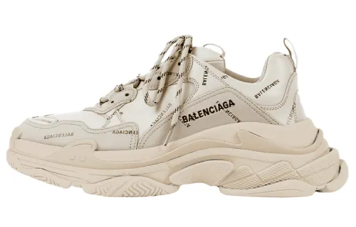 Balenciaga All Over Logo Triple S Beige Black